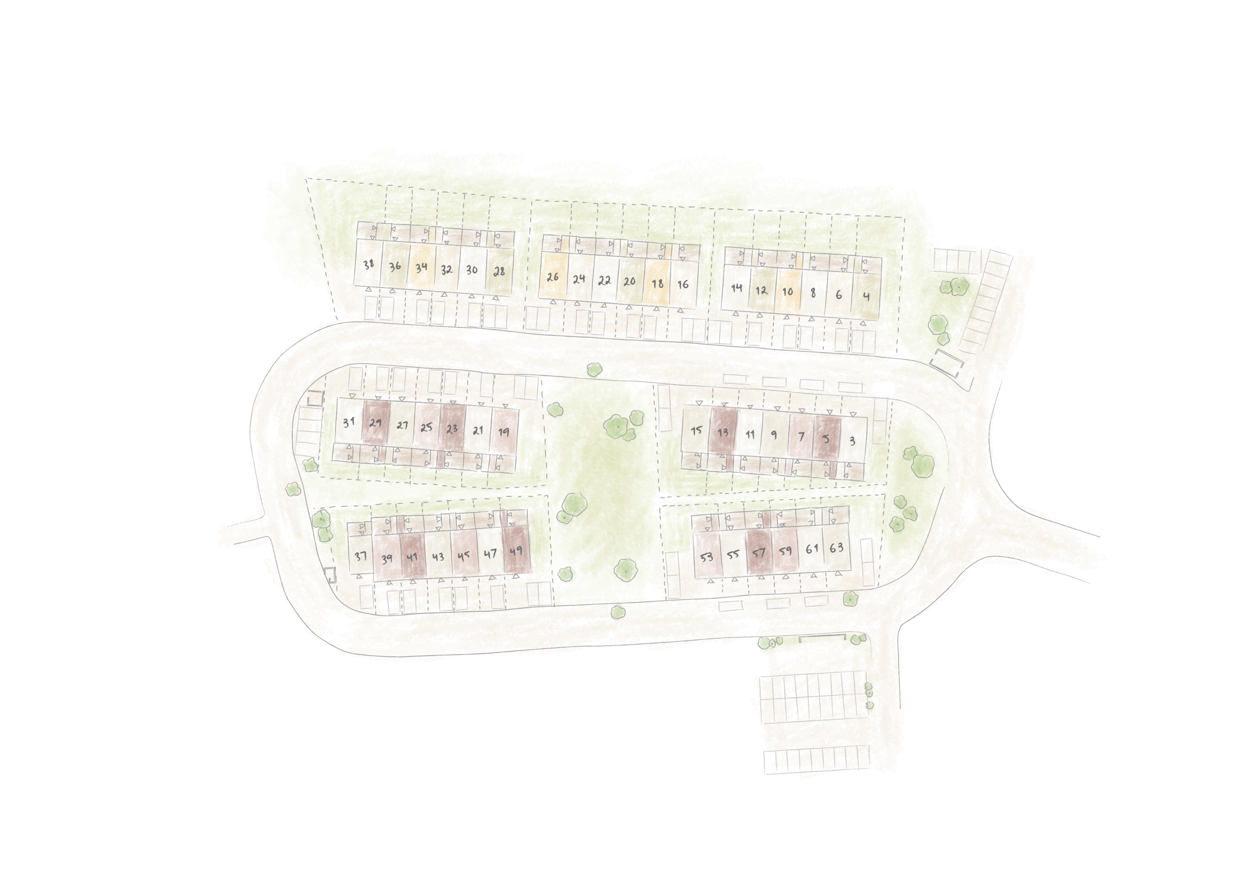 Översiktsbild av radhusområde