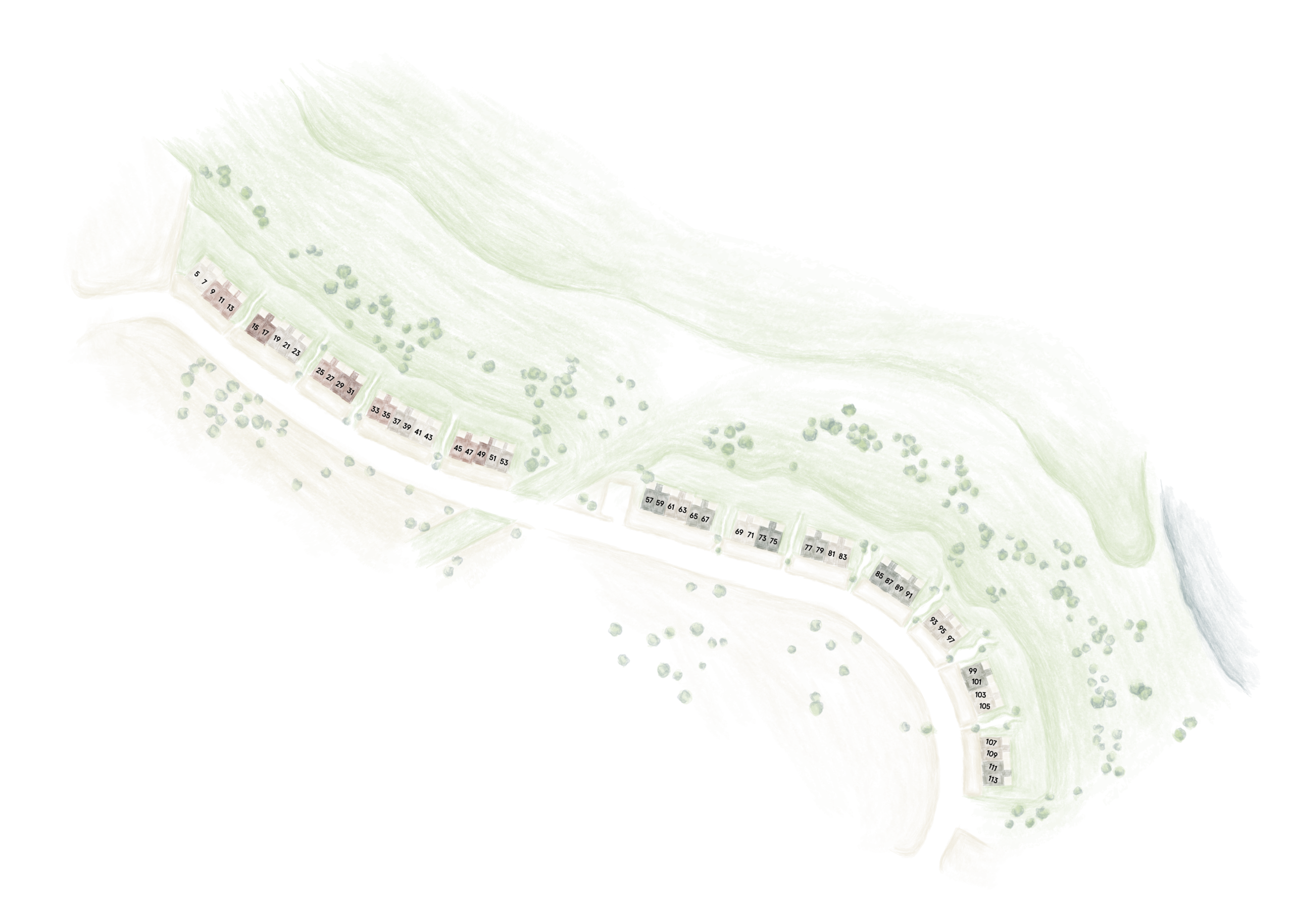 Översiktsbild av radhusområde
